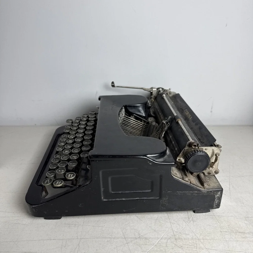 1930's Corona Standard Flat Top Glossy Black Typewriter UNTESTED For Parts